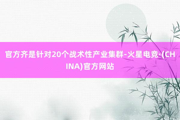 官方齐是针对20个战术性产业集群-火星电竞·(CHINA)官方网站