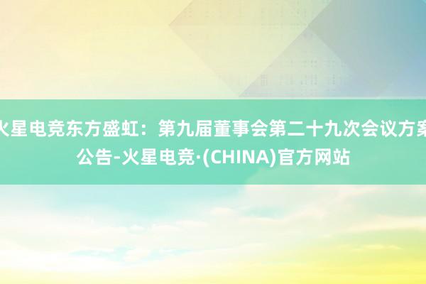 火星电竞东方盛虹：第九届董事会第二十九次会议方案公告-火星电竞·(CHINA)官方网站
