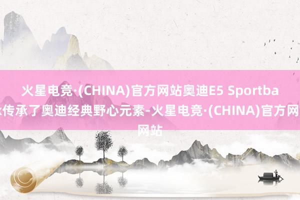 火星电竞·(CHINA)官方网站奥迪E5 Sportback传承了奥迪经典野心元素-火星电竞·(CHINA)官方网站